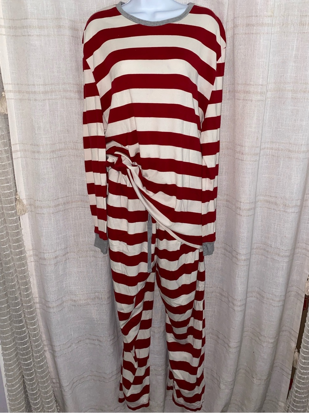 Burt’s Bees Baby Organic Cotton Christmas PJ Set Red White Stripe Holiday XXL